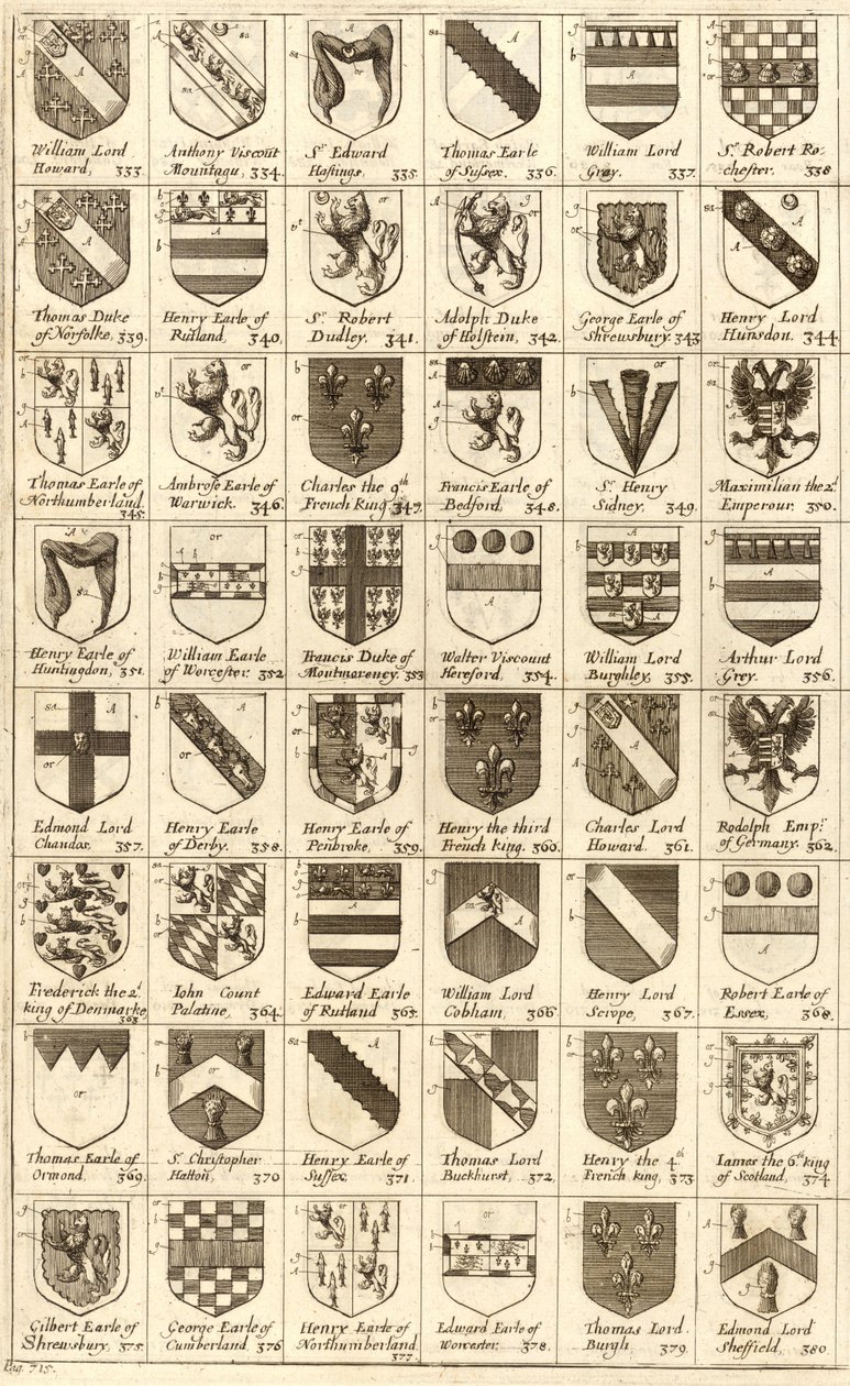 Escudos de los caballeros de la Jarretera de Wenceslaus Hollar