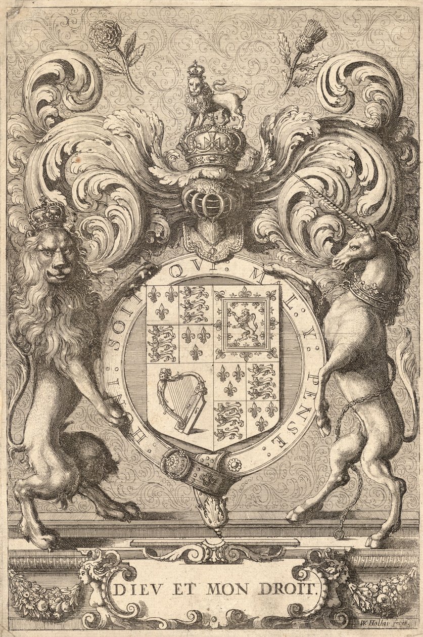 Armas reales inglesas (1660 – 1689) (Estado 2) de Wenceslaus Hollar