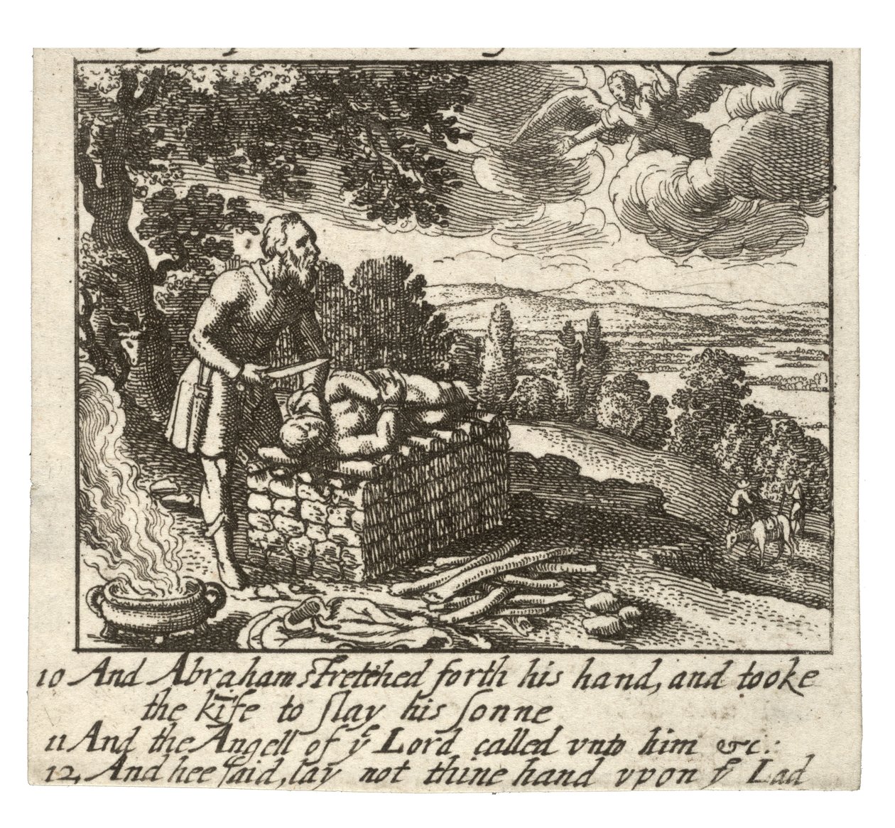 Agar y el sacrificio de Isaac. Estado 2 de Wenceslaus Hollar