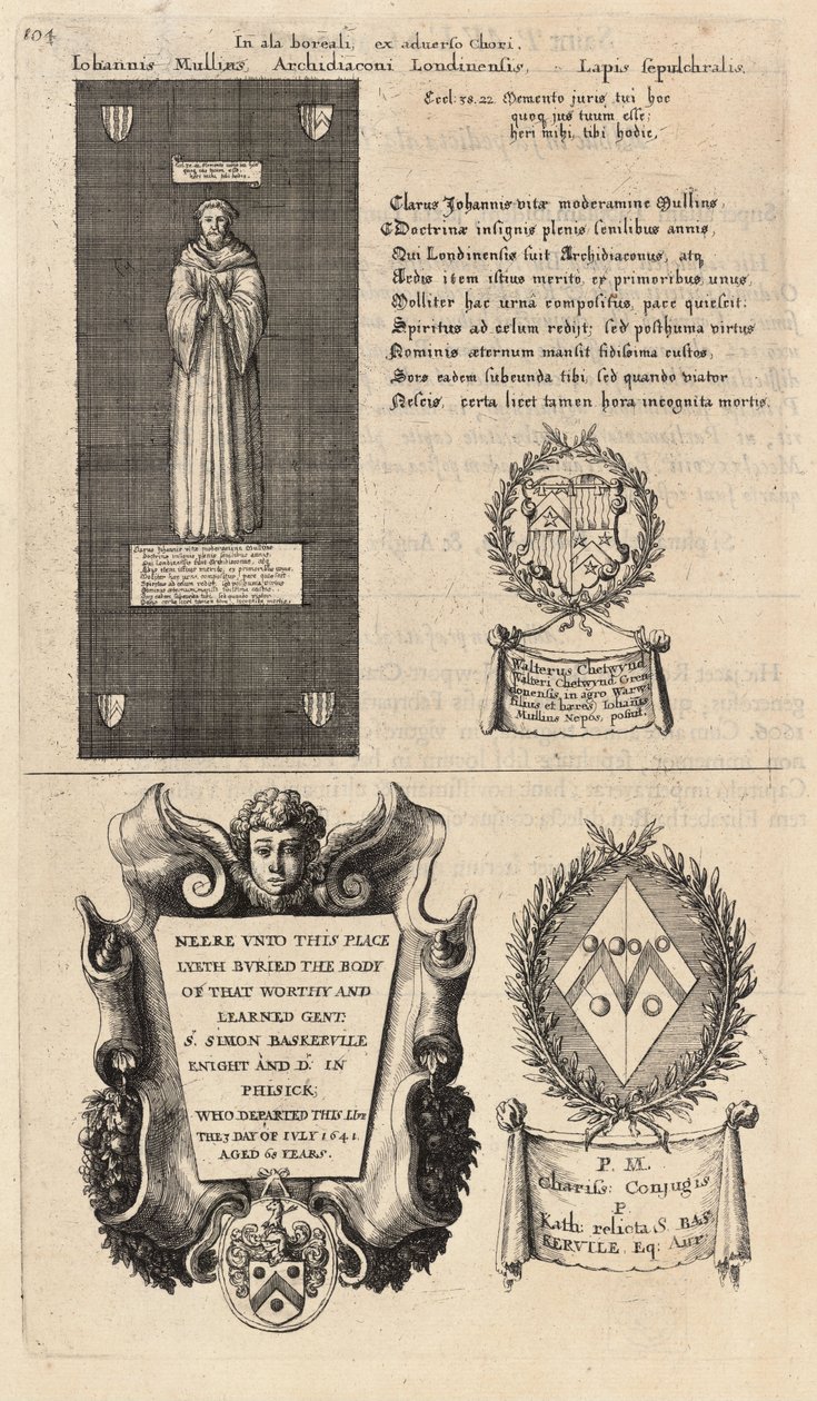Mullins y Baskerville (monumento). Estado 2 de Wenceslaus Hollar