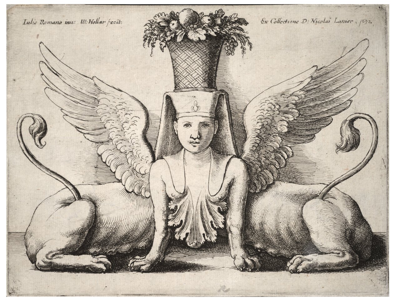 Esfinge con dos cuerpos, después de Giulio Romano de Wenceslaus Hollar