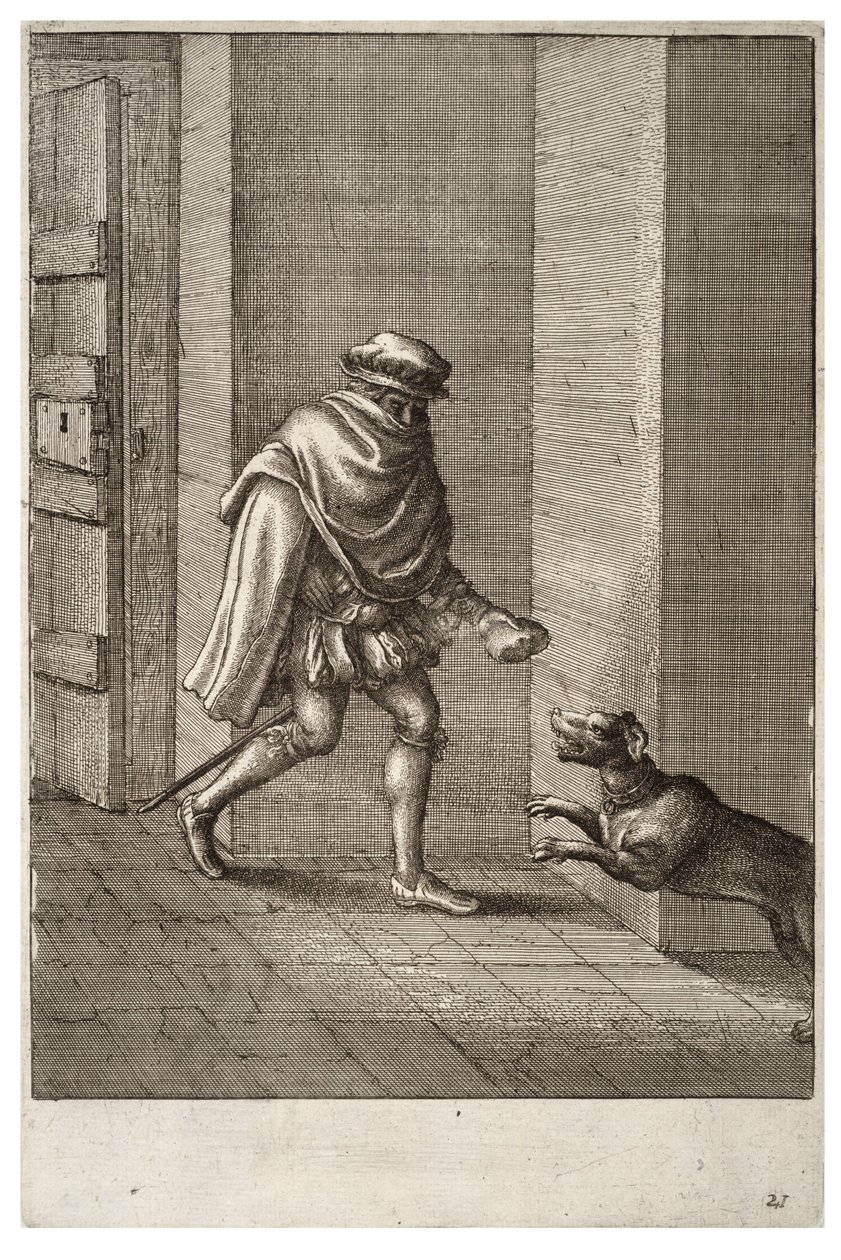 El perro y el ladrón de Wenceslaus Hollar