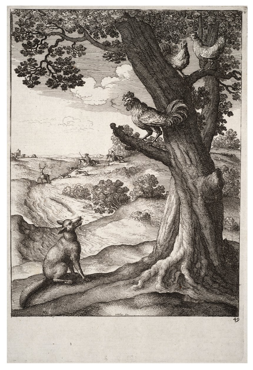El zorro y el gallo de Wenceslaus Hollar