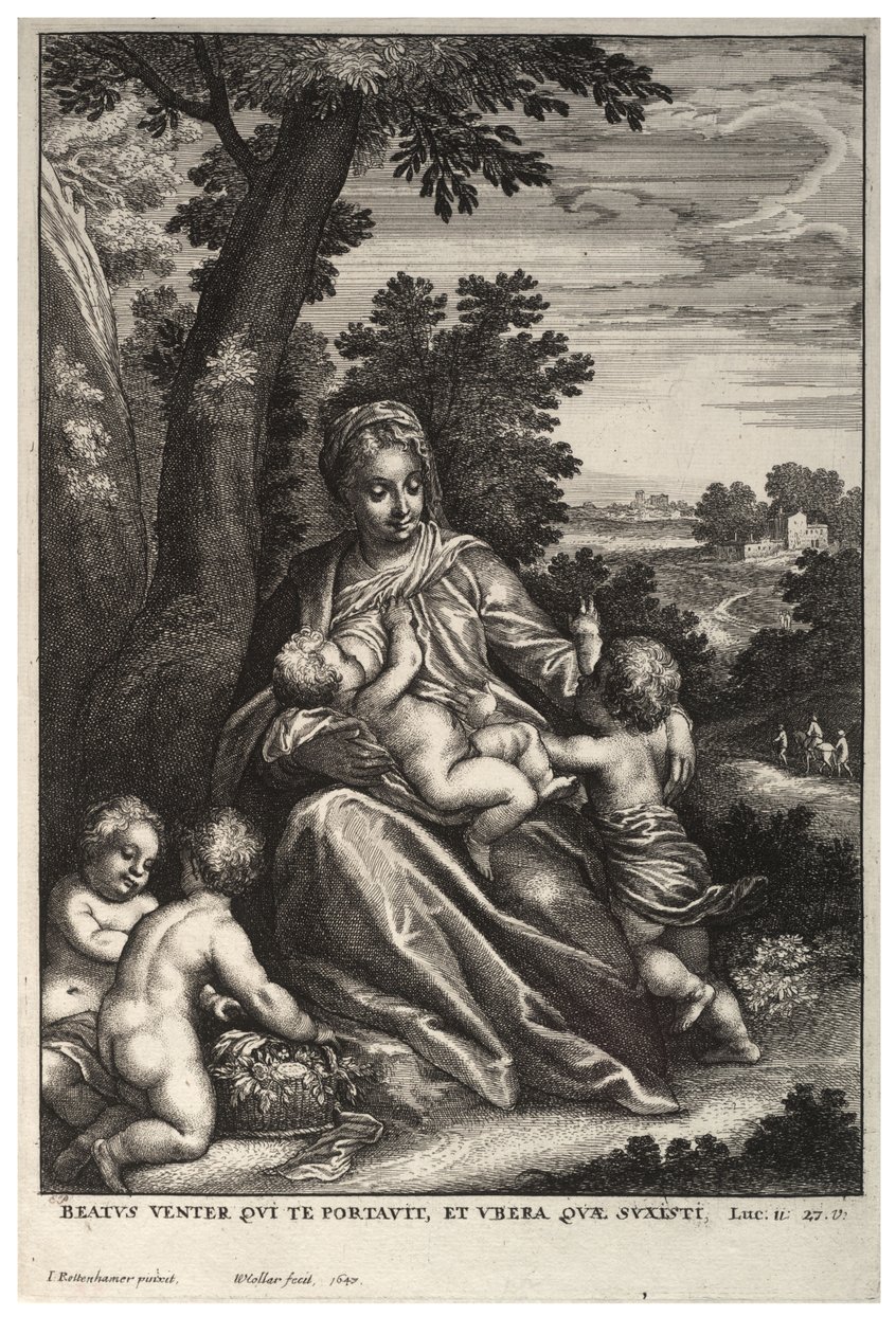 La sagrada familia, después de Rottenhammer de Wenceslaus Hollar
