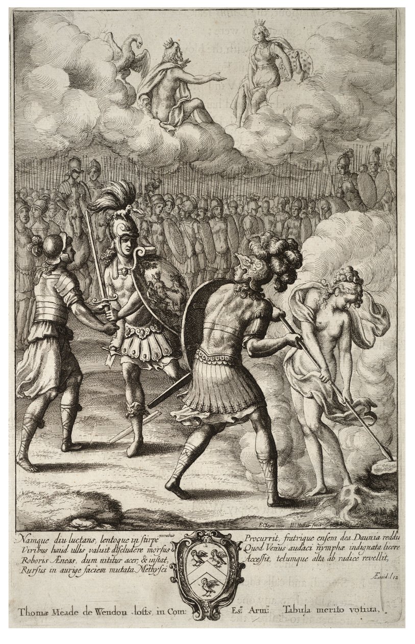 La última lucha de Eneas y Turno (Estado 1) de Wenceslaus Hollar