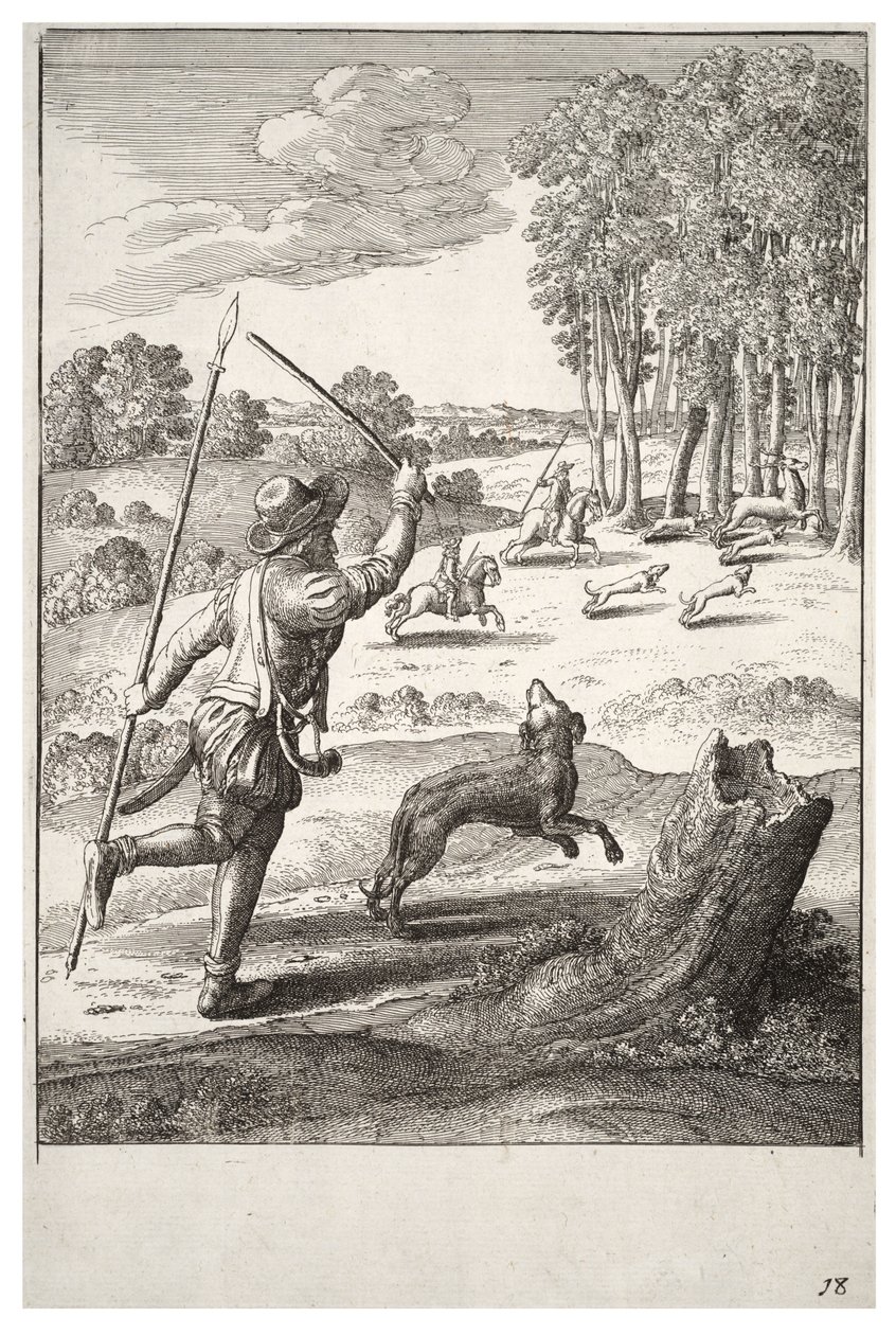El viejo sabueso y su amo de Wenceslaus Hollar