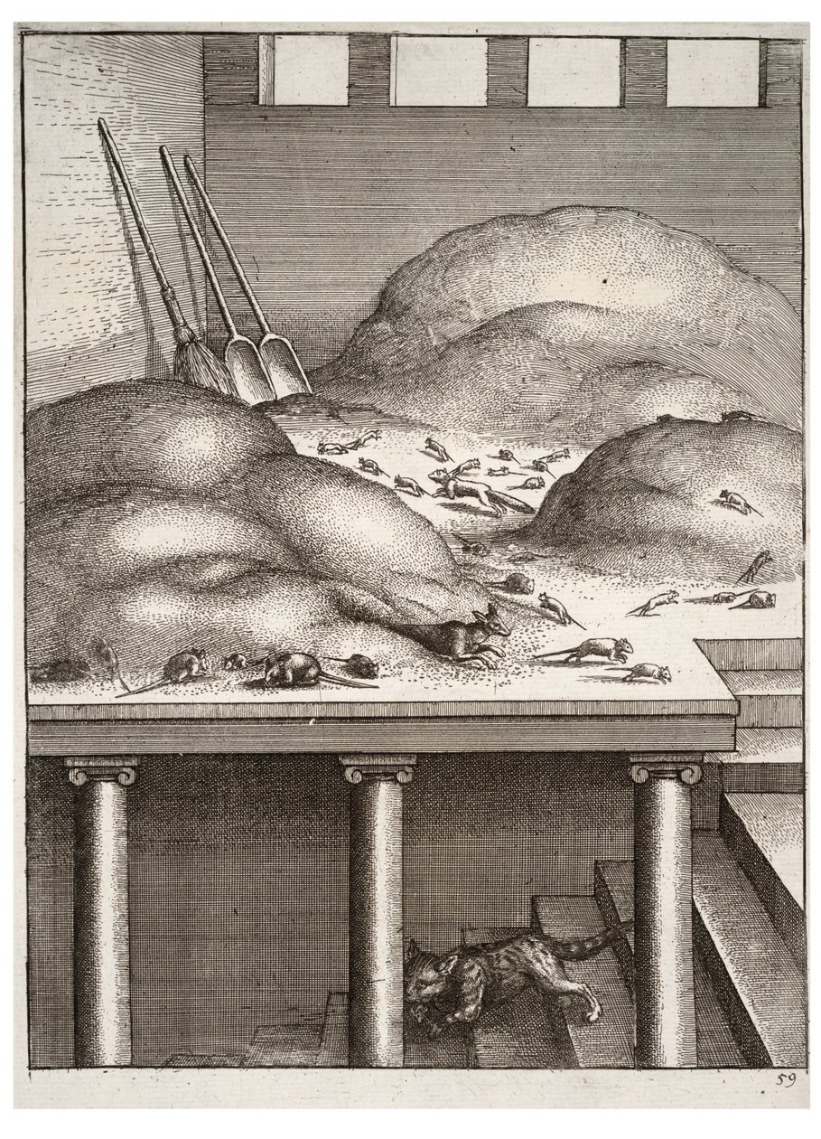 La vieja comadreja y los ratones de Wenceslaus Hollar