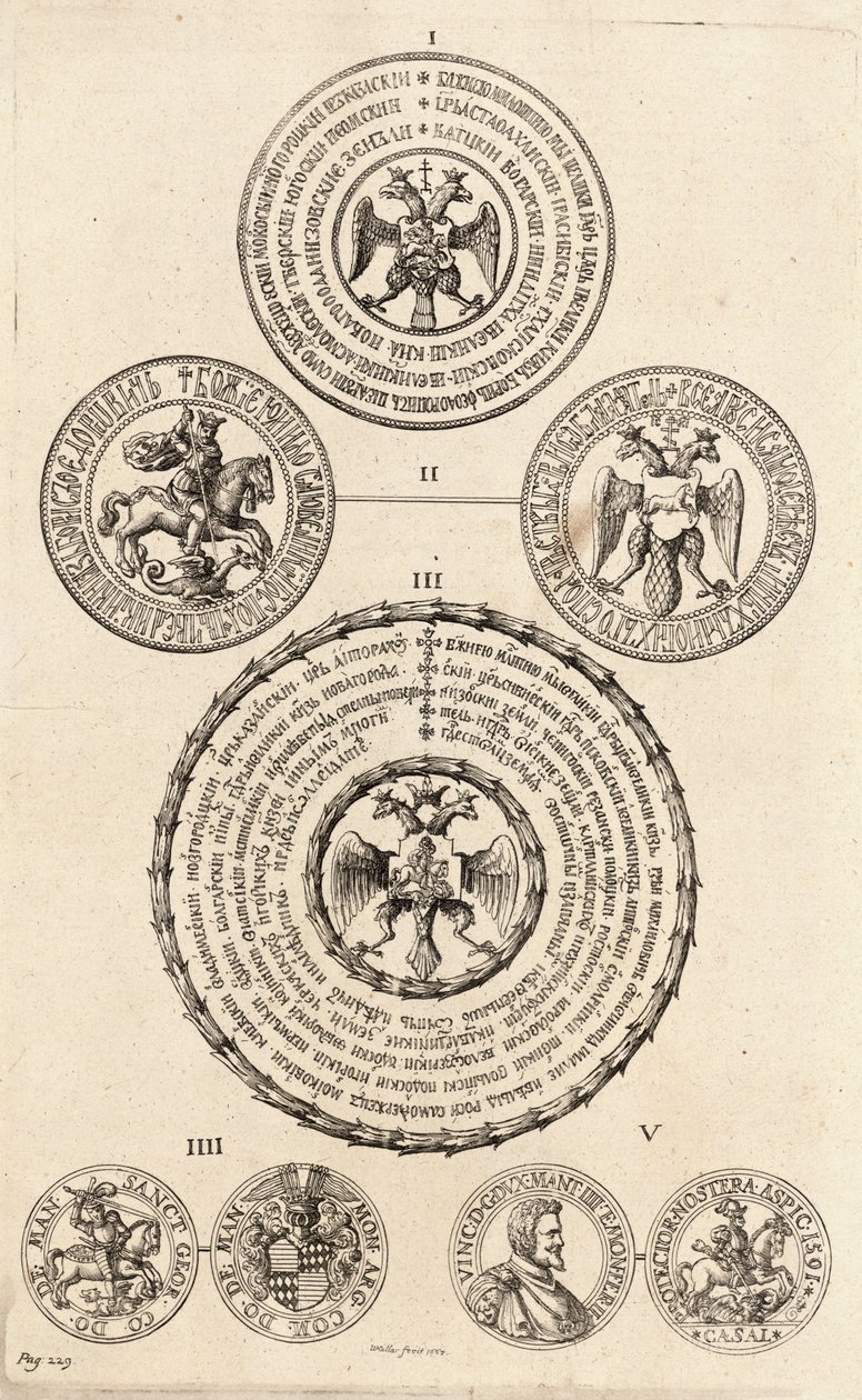 Tres sellos rusos y dos medallas. Estado 2 de Wenceslaus Hollar