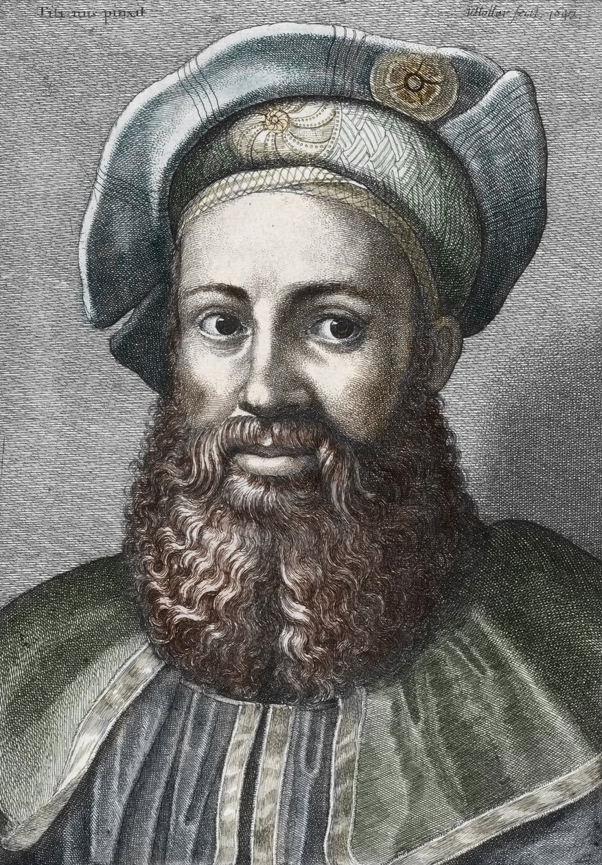 Retrato de Pietro Aretino (1492-1556) (Aretin), poeta italiano (Retrato del poeta italiano Pietro Aretino) Grabado Colección particular de Wenceslaus (after) Hollar