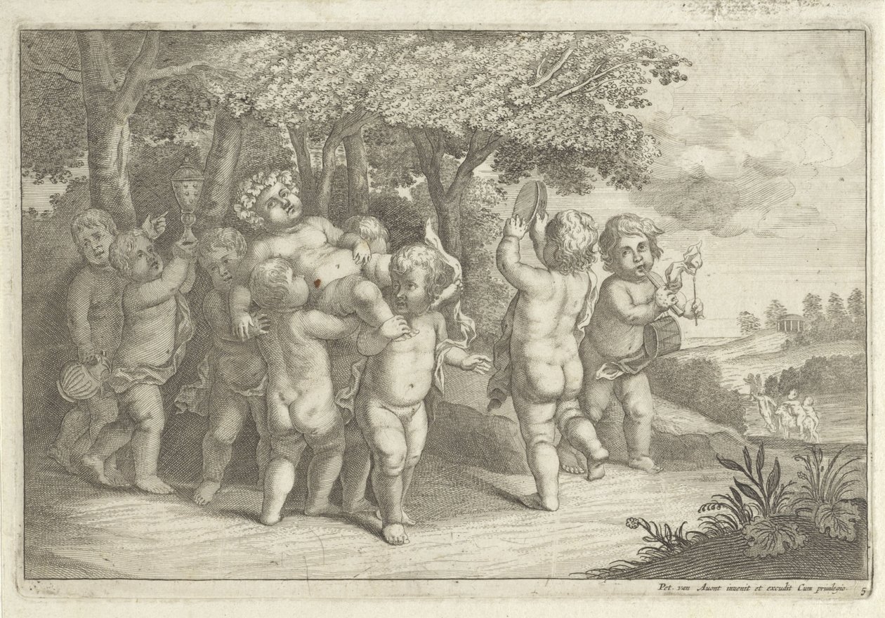 Los niños que hacen música y bailan usan una bacante de Wenceslaus Hollar (rejected attribution)