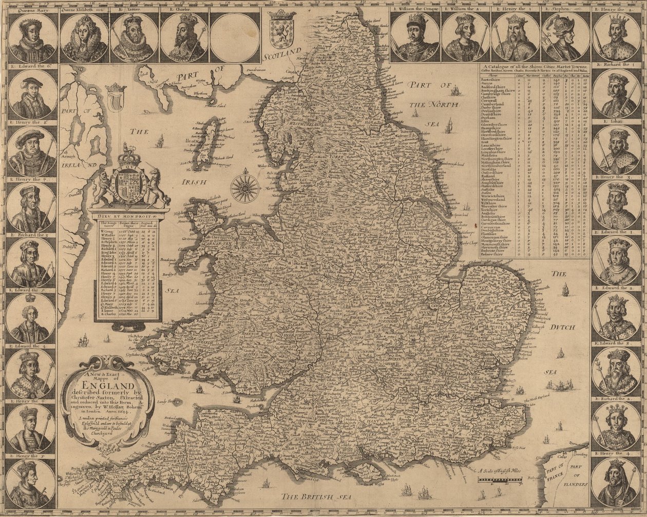 Un nuevo y exacto mapa de Inglaterra, 1644 de Wenceslaus Hollar
