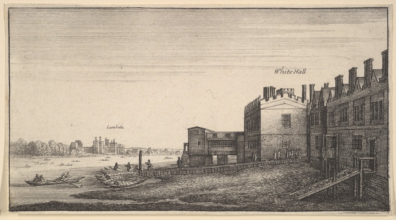 Vista del Palacio de Lambeth desde el río en Whitehall Stairs, 1625-77 de Wenceslaus Hollar