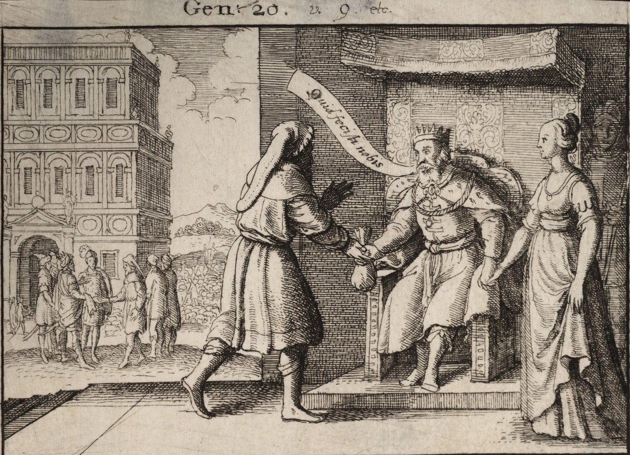 Abimelec reprendiendo a Abraham. Estado 1 de Wenceslaus Hollar