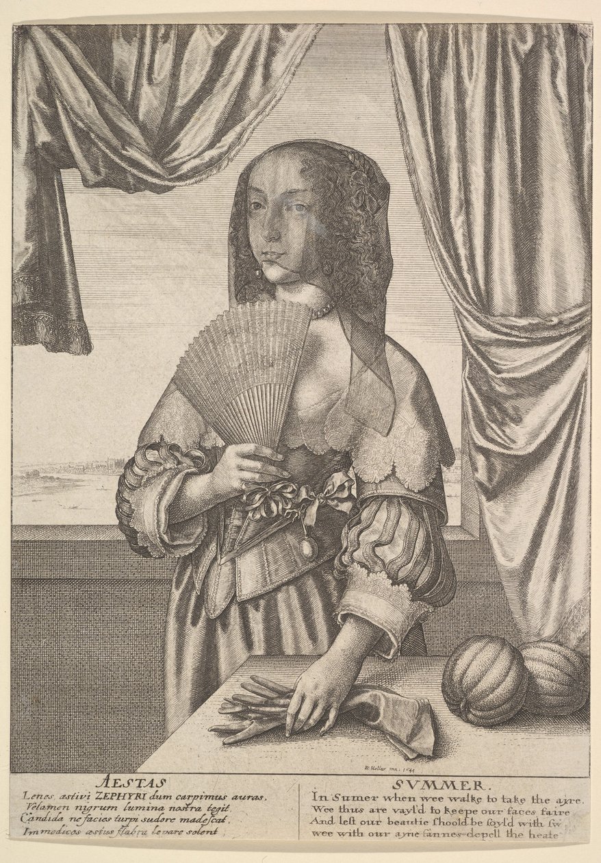 Aestas - Verano, tres cuartos de longitud de las estaciones, 1641 de Wenceslaus Hollar