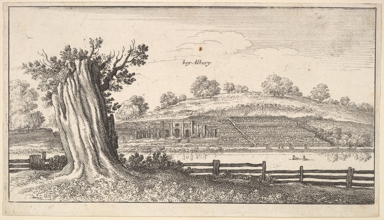 Albury con tocón de árbol en primer plano de Wenceslaus Hollar
