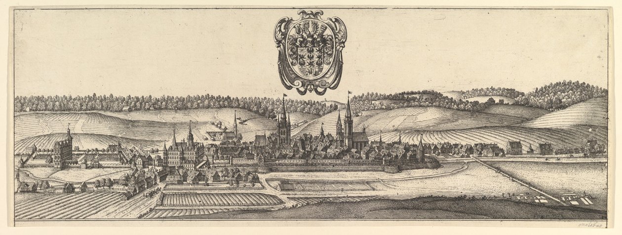 Ansbach y Coburg, Vista de dos vistas a&b., 1625-77 de Wenceslaus Hollar