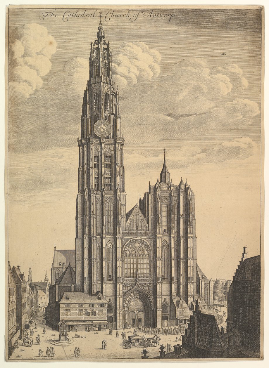 Catedral de Amberes (Prospectvs Tvrris Ecclesiæ Cathedralis) de Wenceslaus Hollar
