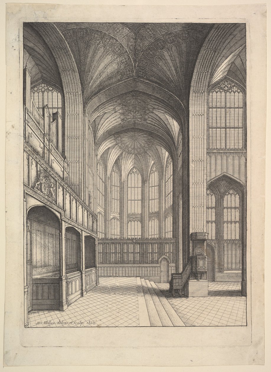 Capilla de Brays en la Capilla de San Jorge, Windsor., 1663 de Wenceslaus Hollar