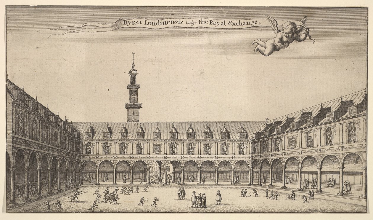 Byrsa Londinensis vulgo el Royal Exchange, Londres, ca. 1647 de Wenceslaus Hollar