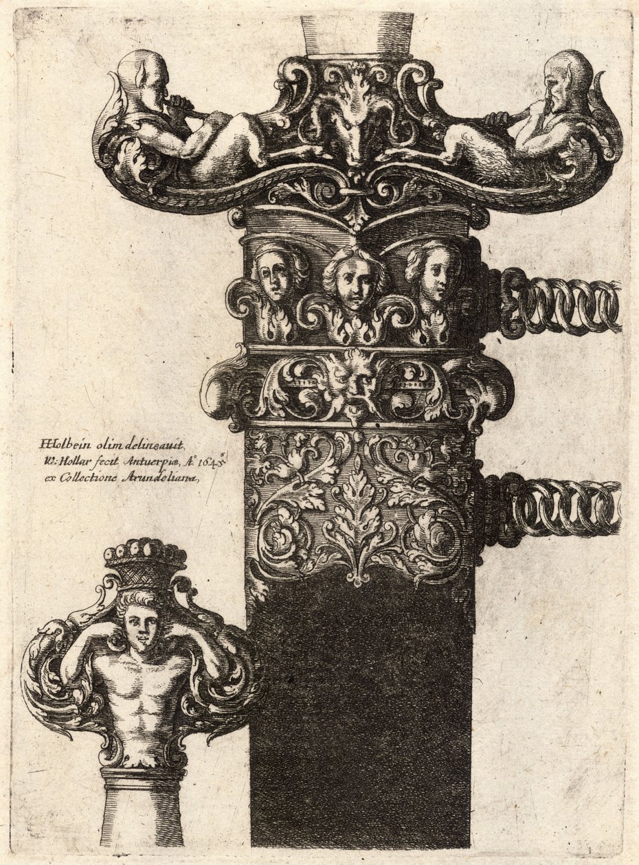 Daga y vaina, de un dibujo de Hans Holbein de Wenceslaus Hollar
