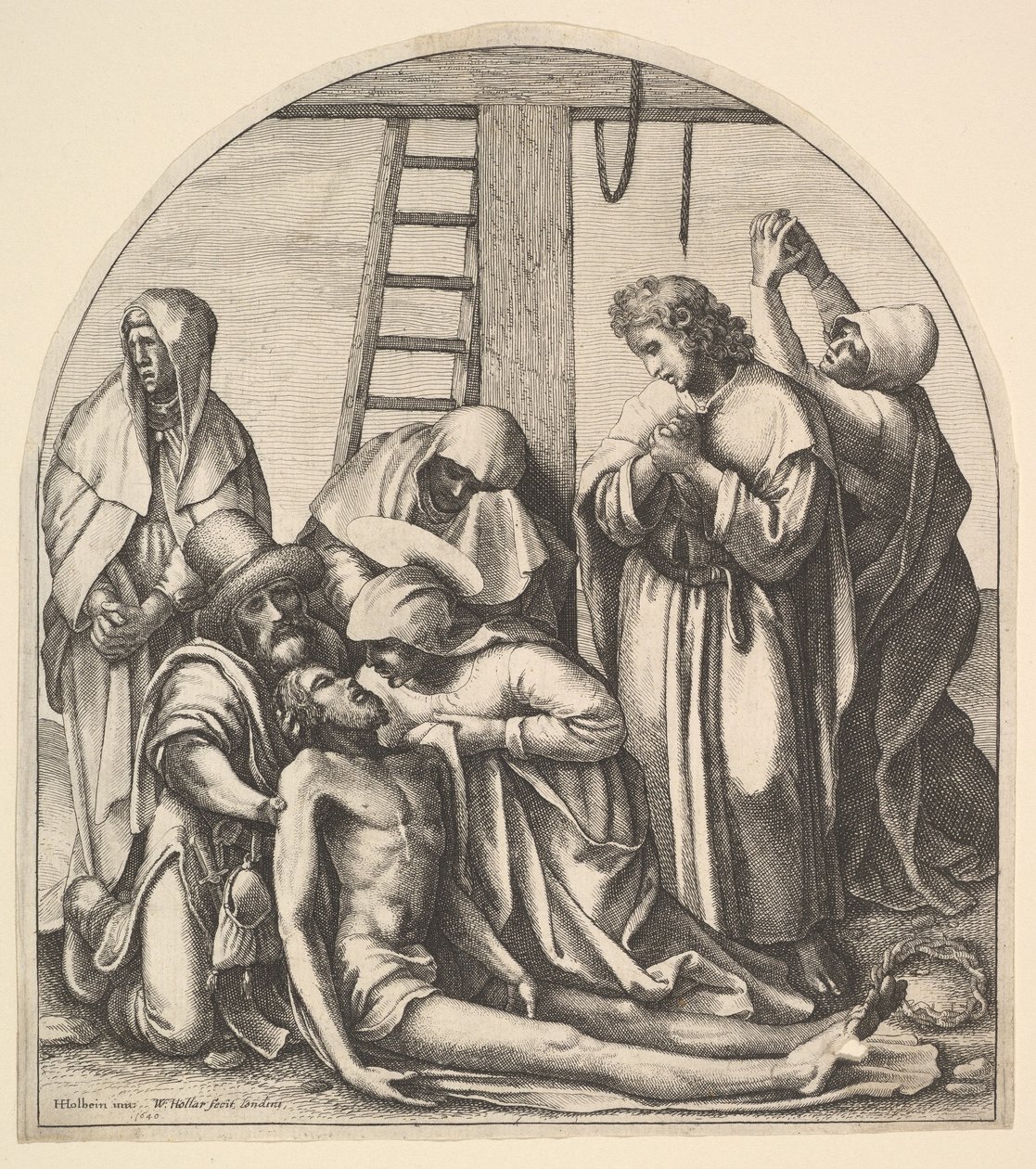 Descendimiento de la cruz, después de Holbein de Wenceslaus Hollar