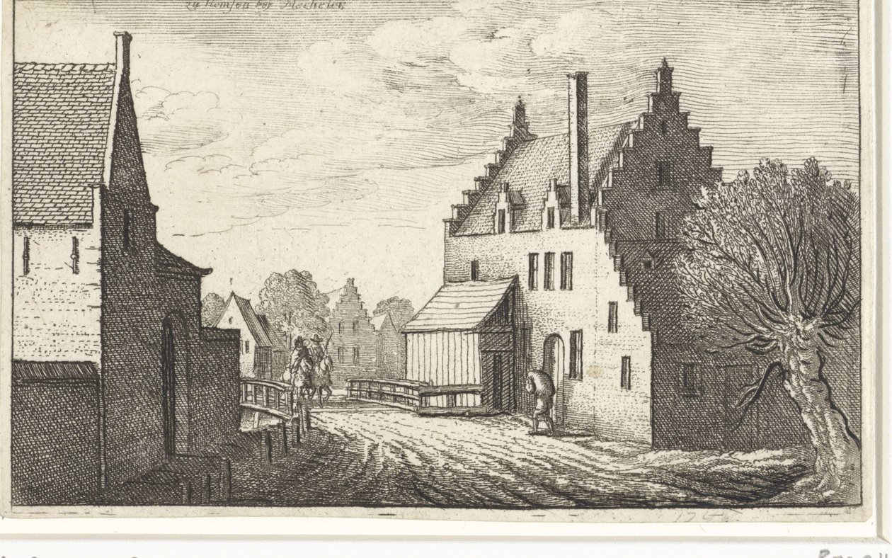 Calle de la aldea en Hemsen cerca de Mechelen Vistas de ciudades europeas (título de la serie) de Wenceslaus Hollar