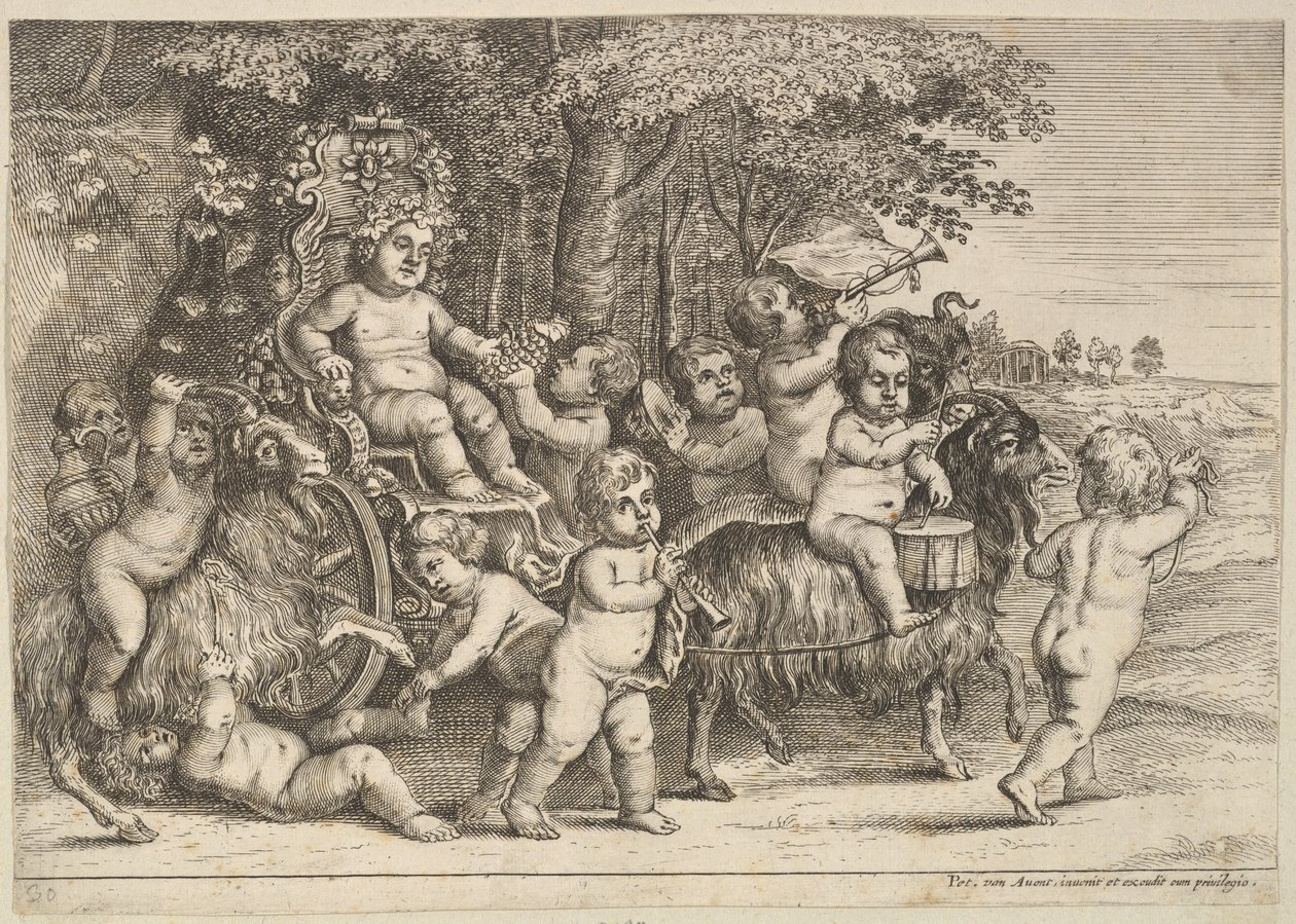 Once niños y tres cabras, 1625-77 de Wenceslaus Hollar