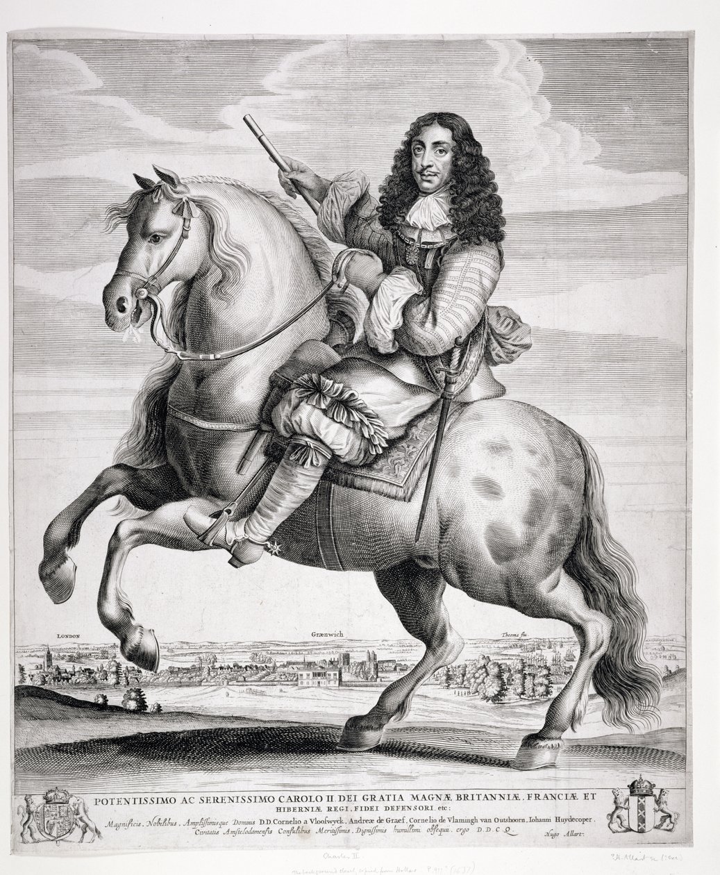 Retrato Ecuestre de Carlos II (1630-85) con un Paisaje, publicado c.1670 de Wenceslaus Hollar