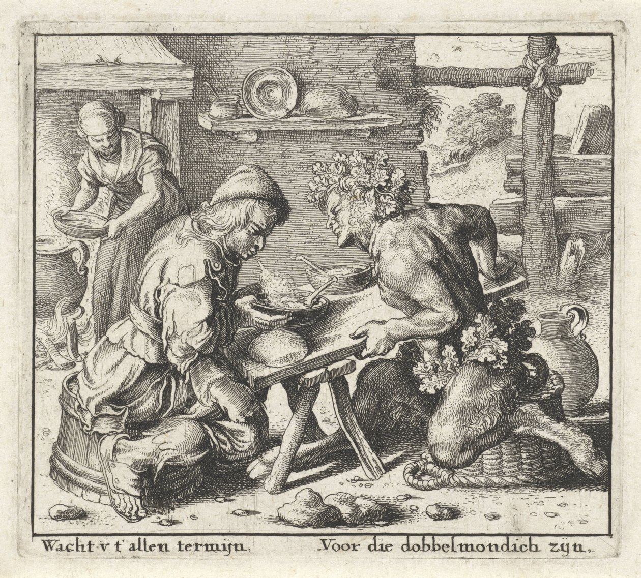 Fábula del sátiro y el campesino Fábulas (título de la serie) de Wenceslaus Hollar