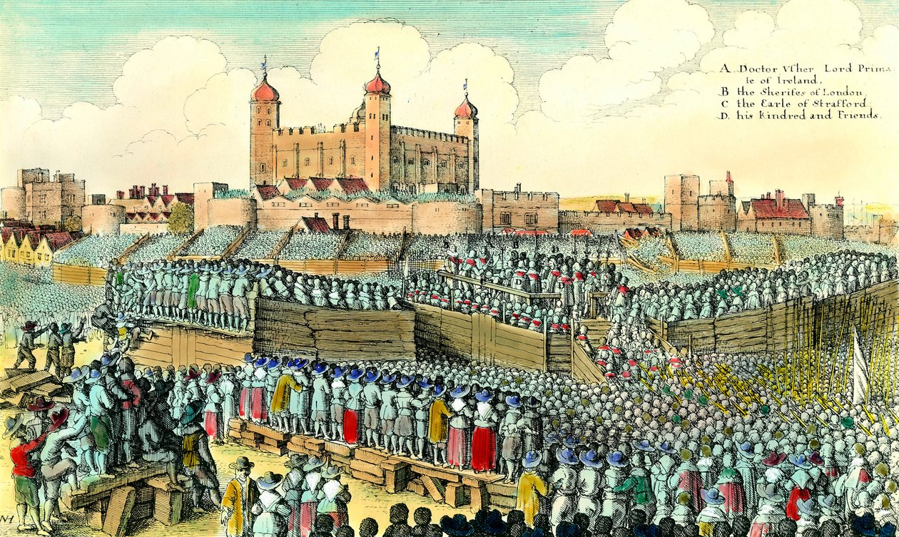 Primera Revolución Inglesa (1641-1649): ejecución del político inglés Thomas Wentworth de Strafford (1593-1641) el 12/05/1641 en Tower Hill en Londres de Wenceslaus Hollar