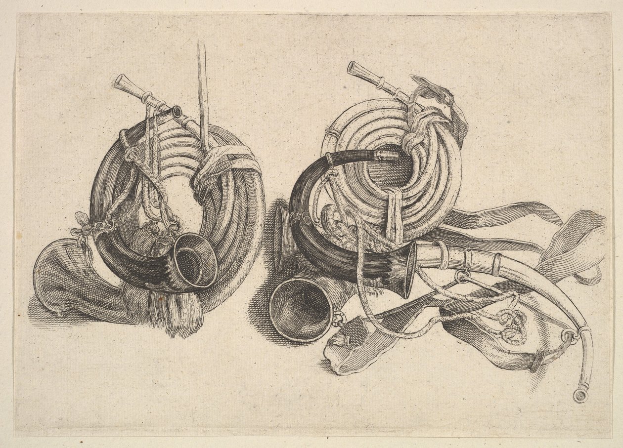 Cinco cuernos de caza de Wenceslaus Hollar