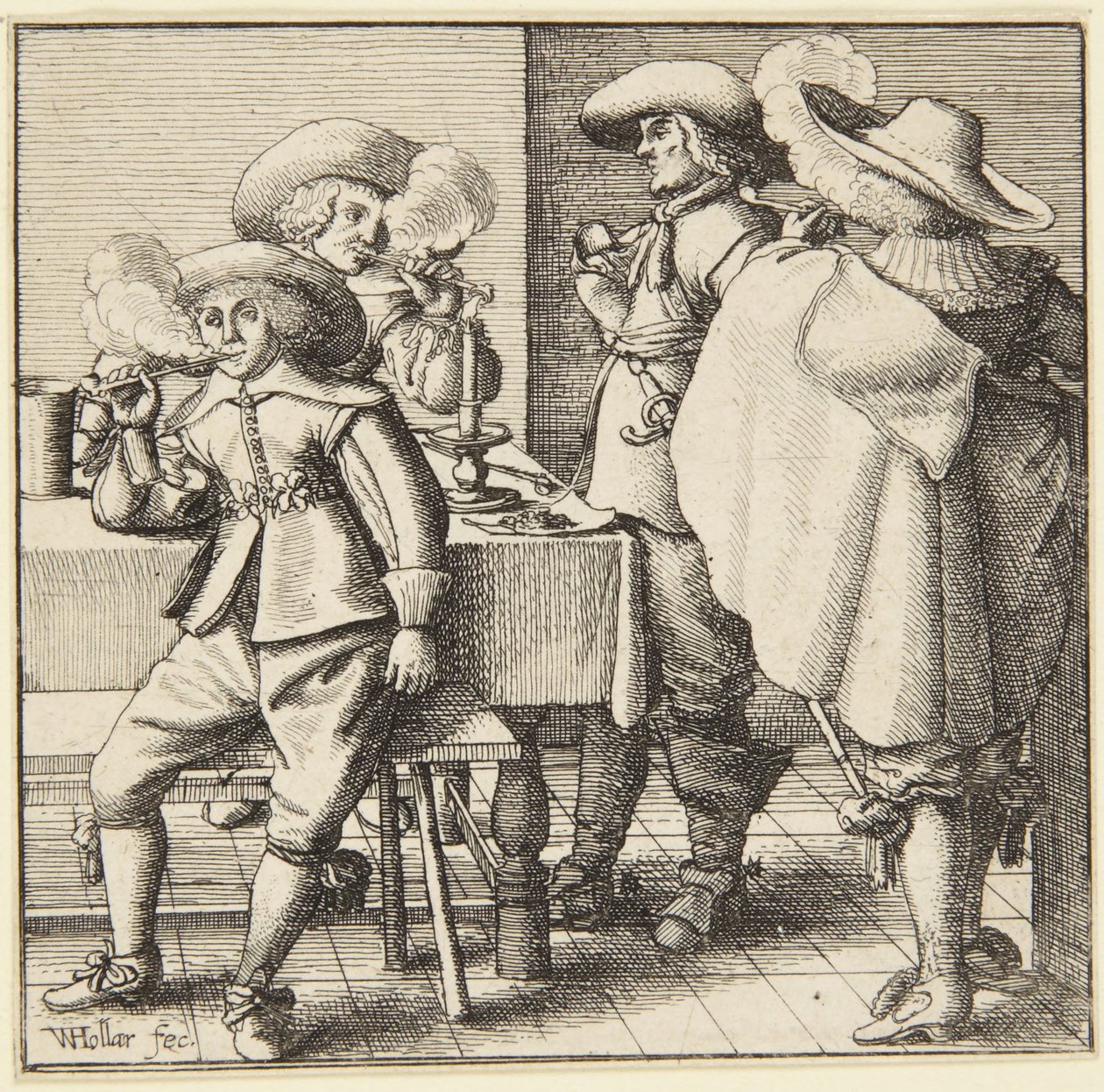 Cuatro hombres fumando de Wenceslaus Hollar