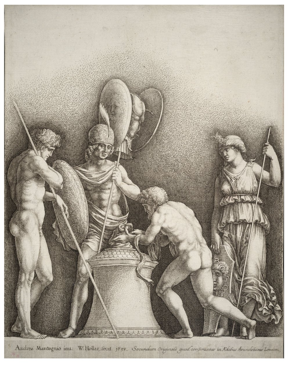 Cuatro figuras clásicas, después de Mantegna de Wenceslaus Hollar