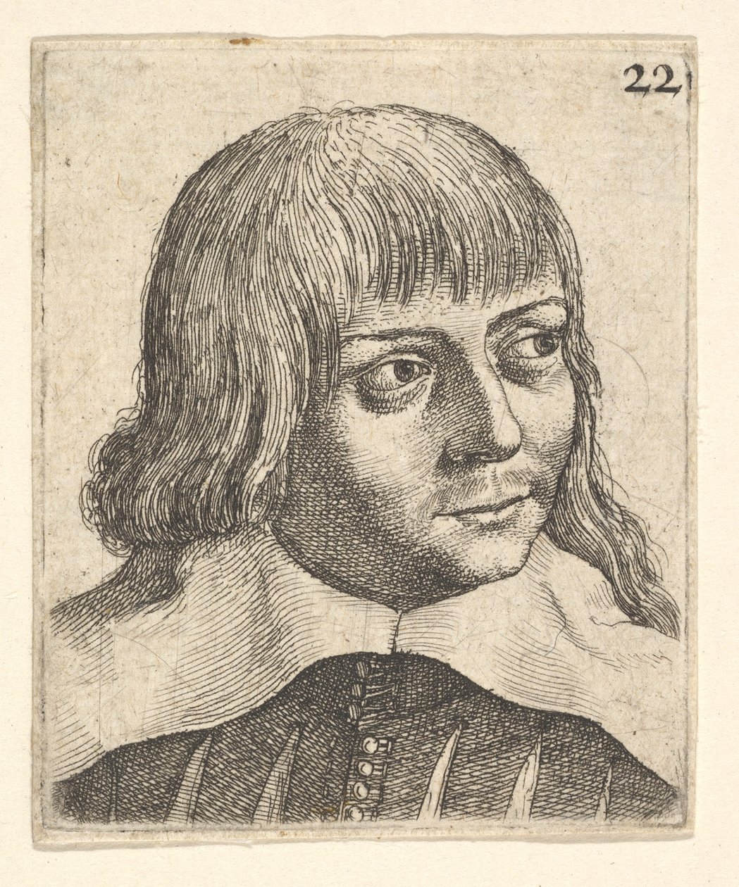 Cabeza de un joven, ligeramente girada a la derecha de Wenceslaus Hollar