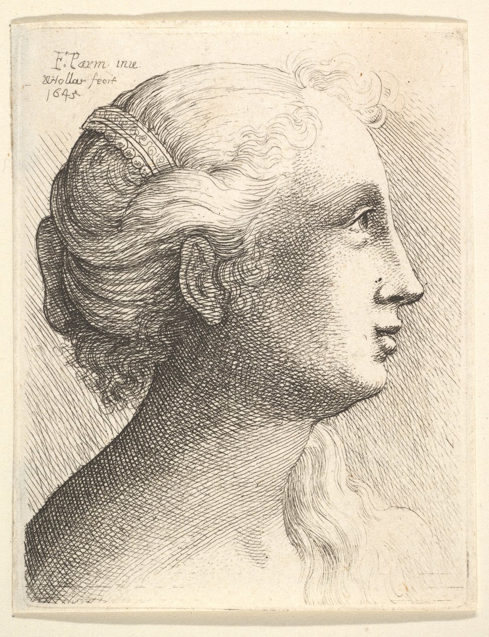 Cabeza de una joven de perfil a la derecha, 1645 de Wenceslaus Hollar
