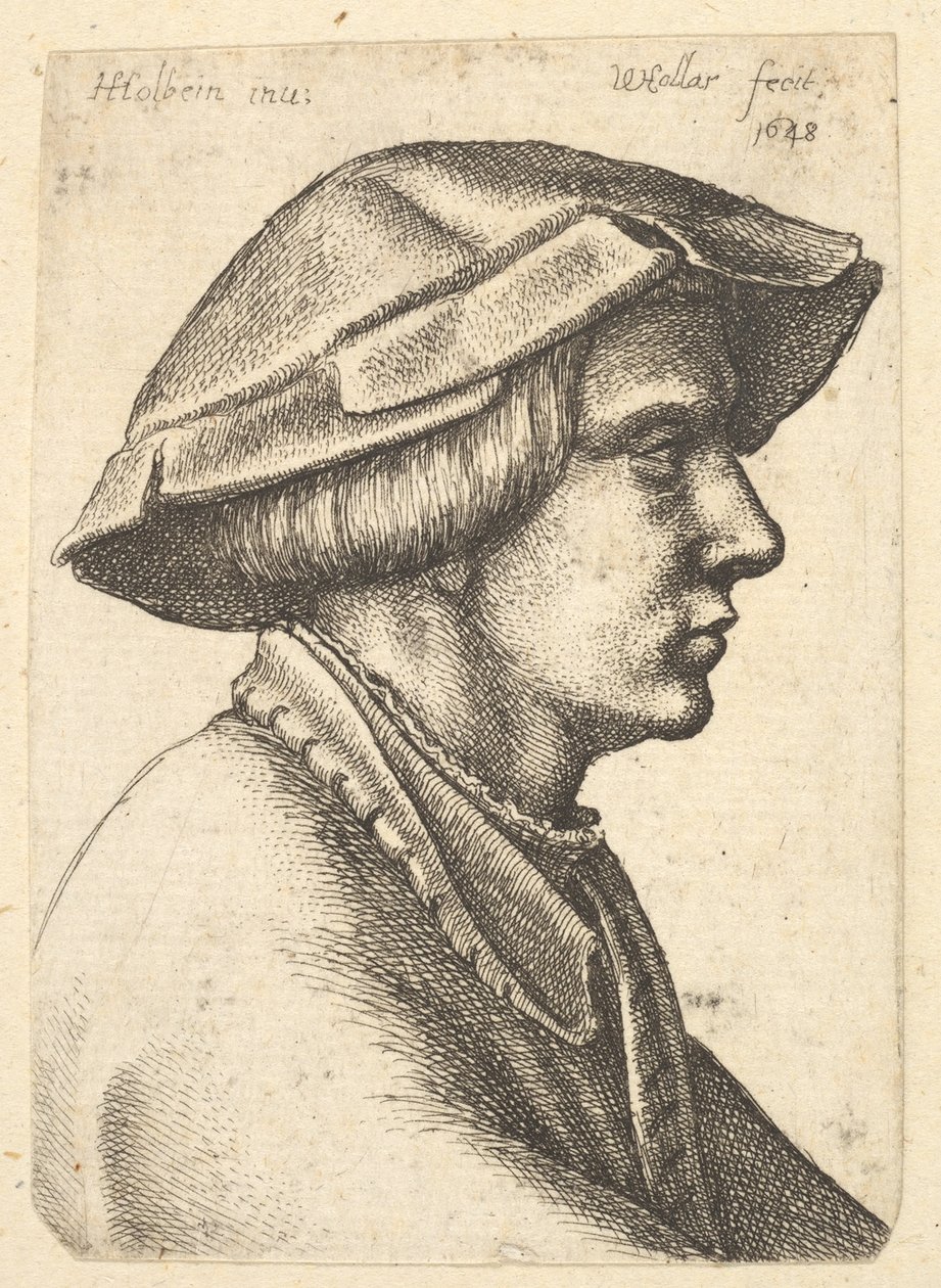 Cabeza de joven con sombrero de perfil a la derecha, 1648 de Wenceslaus Hollar