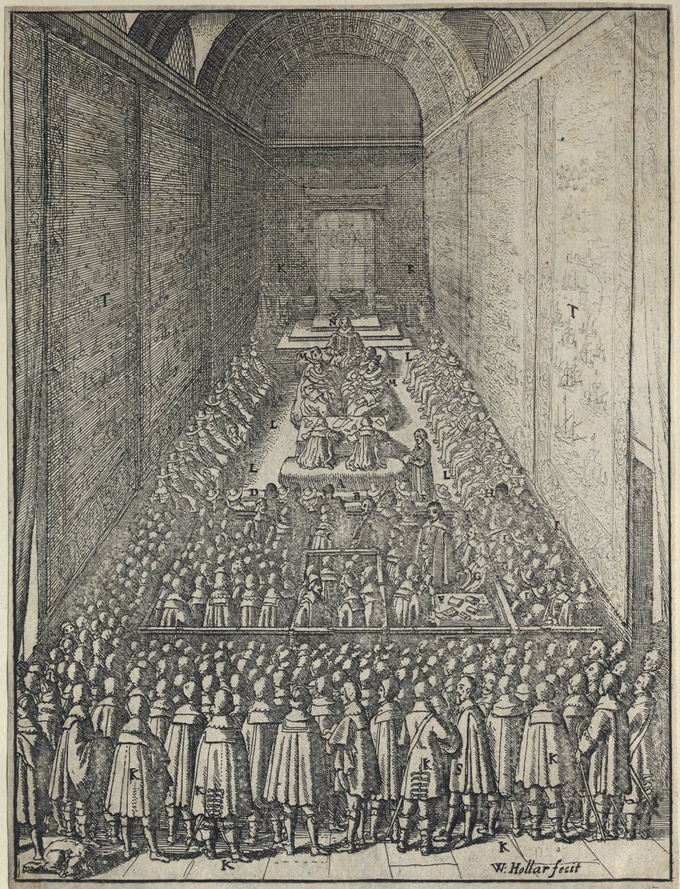 Cámara de los Lores, Palacio de Westminster en Londres, c.1650 (aguafuerte) de Wenceslaus Hollar