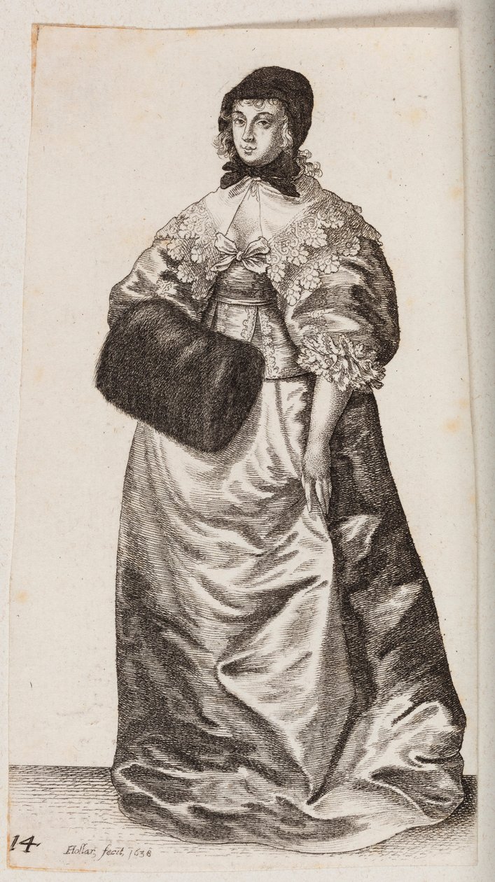 Mujer con cofia y manguito de Wenceslaus Hollar