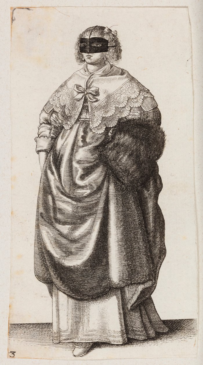 Mujer con mascarilla y manopla de Wenceslaus Hollar