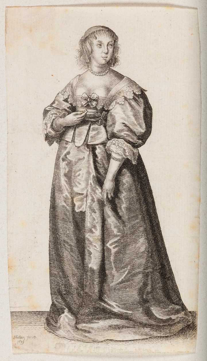 Mujer con collar y pulsera de perlas de Wenceslaus Hollar