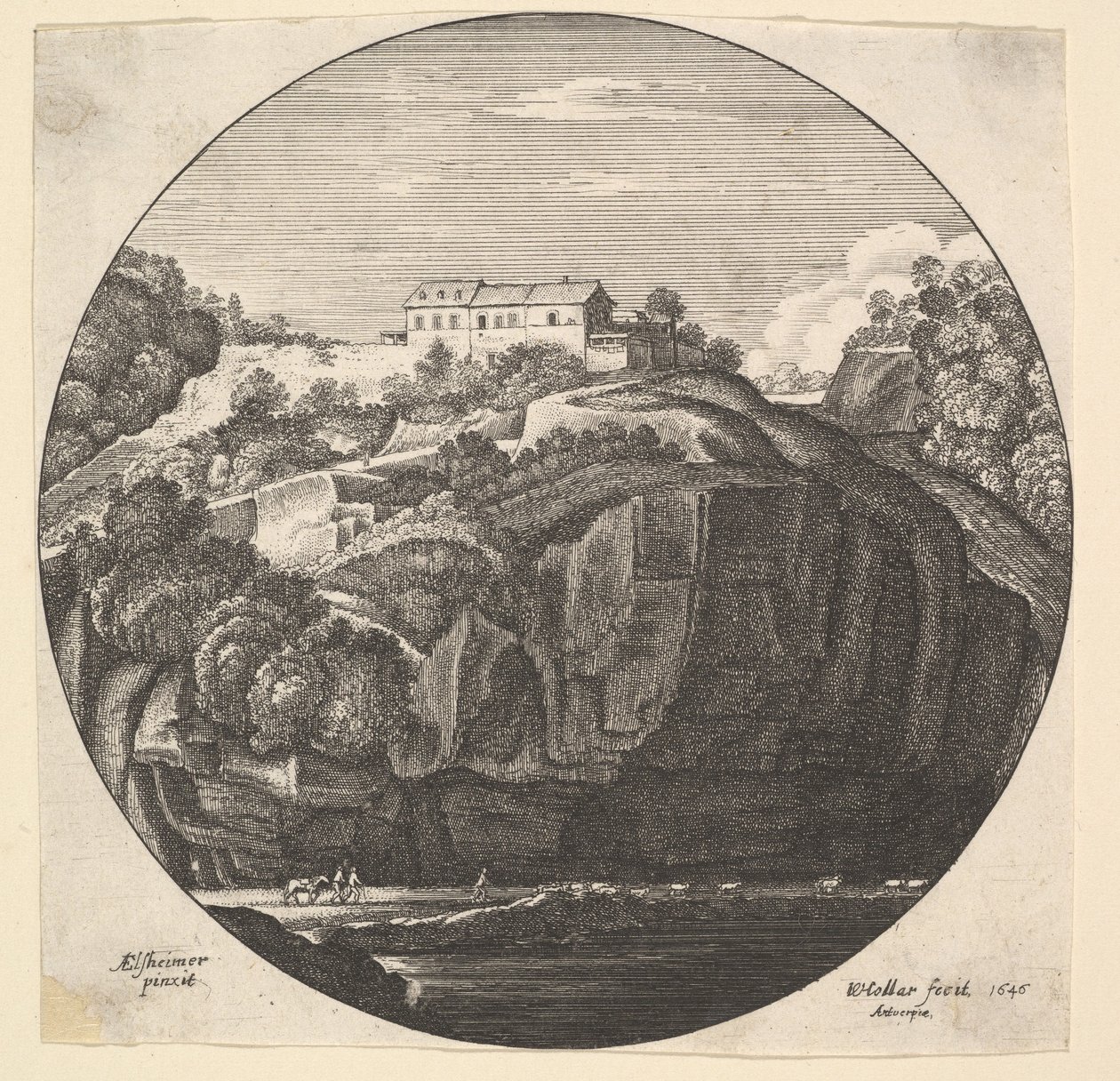 Paisaje con una casa en los acantilados, 1646 de Wenceslaus Hollar