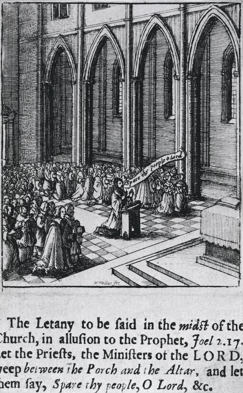 Letanía en una iglesia, c.1655 de Wenceslaus Hollar