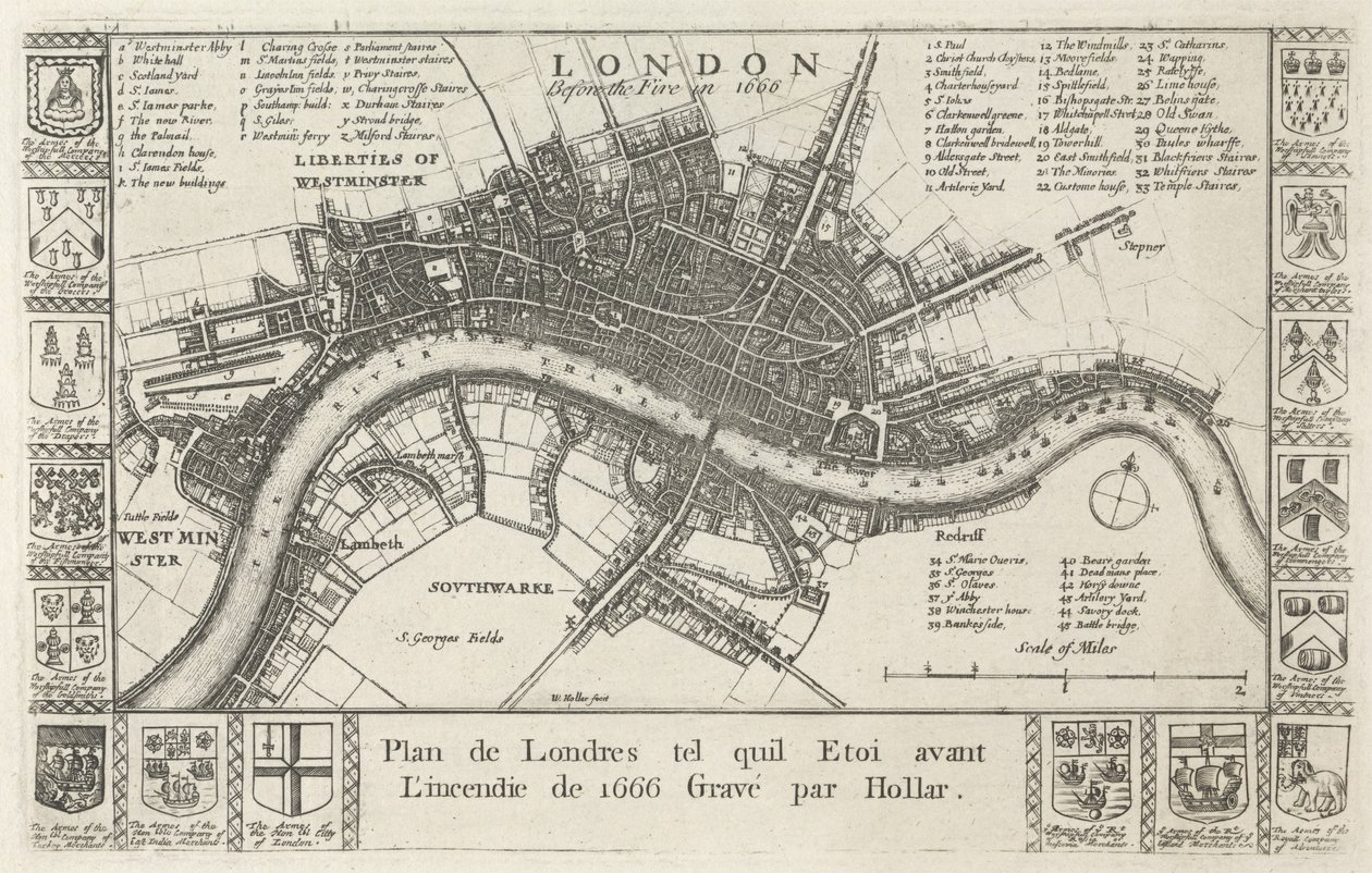 Londres, antes del incendio en 1666 de Wenceslaus Hollar