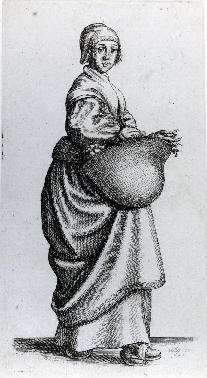 Criada regresando del mercado, 1640 de Wenceslaus Hollar