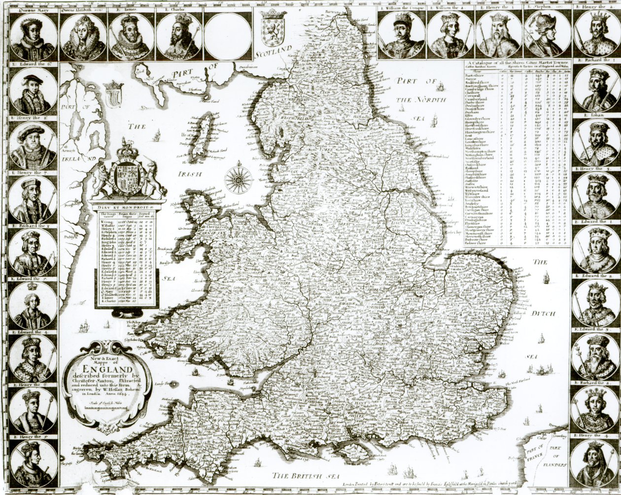 Mapa de Inglaterra y Gales, 1644 de Wenceslaus Hollar