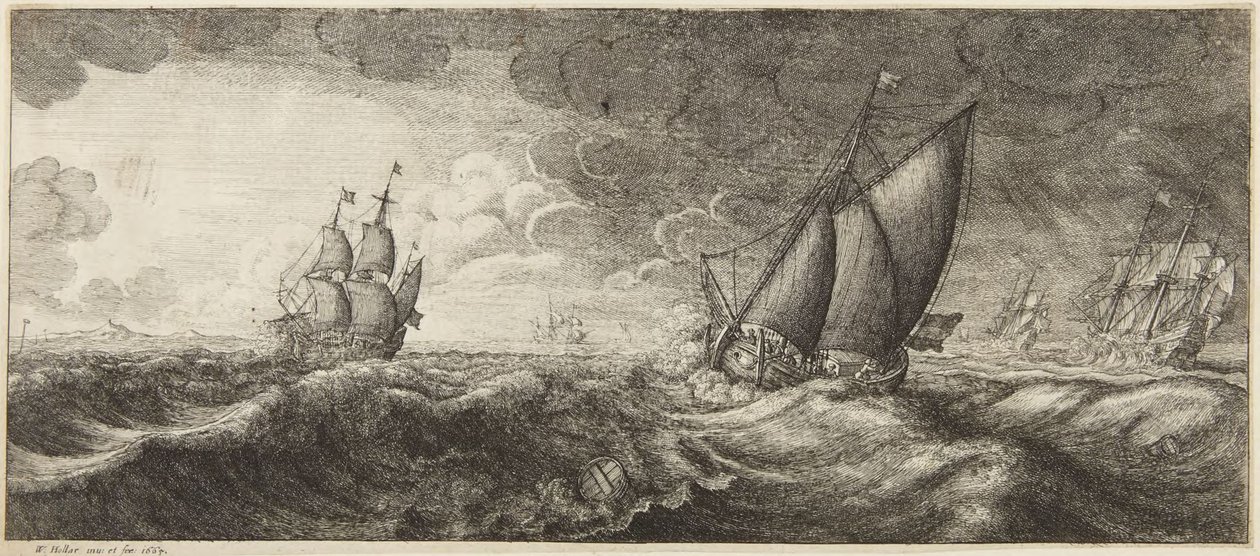 Marina en tempestad de Wenceslaus Hollar