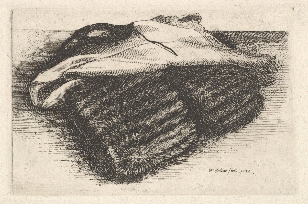 Muff, pañuelo blanco y máscara, 1642 de Wenceslaus Hollar