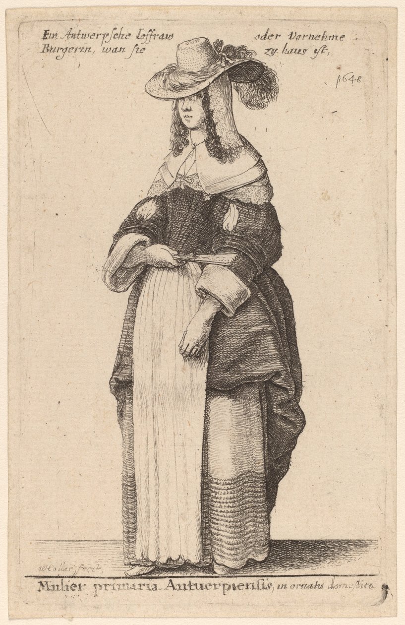 Mujer principal de Amberes, en atuendo doméstico de Wenceslaus Hollar