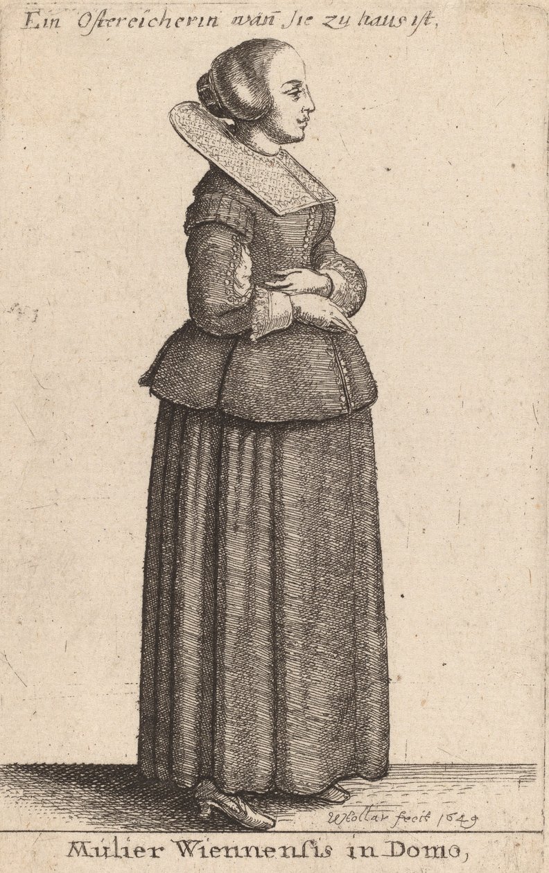 Mujer vienesa en casa, 1649 de Wenceslaus Hollar