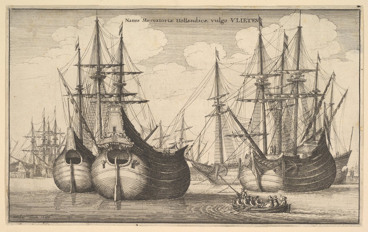 Naves Mercantes Holandesas, comúnmente VLIETEN de Wenceslaus Hollar